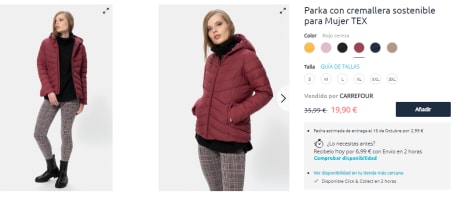 Parka con cremallera sostenible de Mujer TEX