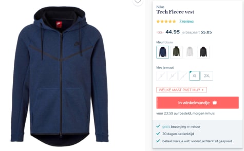 Nike Tech Fleece vest voor €44,95