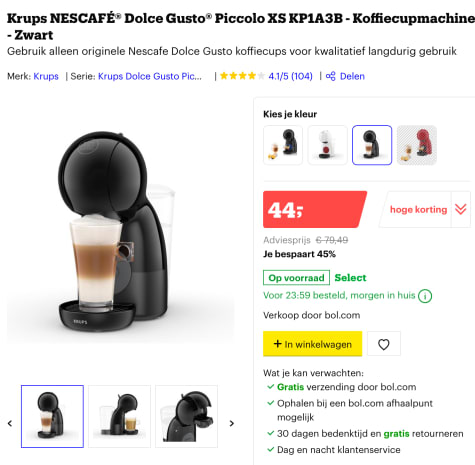 Krups NESCAFÉ® Dolce Gusto® Piccolo voor €44