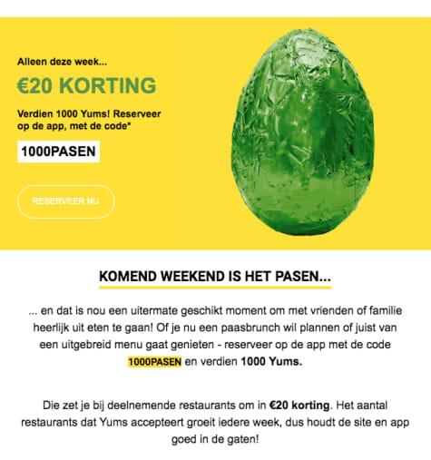 €20 Korting (1000 Yums) na gebruik kortingscode bij TheFork Aanbiedingen €20 Korting (1000 Yums) na gebruik kortingscode bij TheFork Aanbiedingen