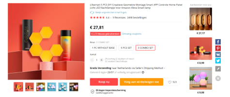 LifeSmart Nanoleaf Lichtbalken 5 Stuks voor €27,81 Aanbiedingen