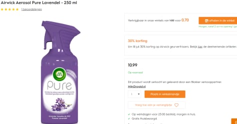Barmhartig Prelude Dollar Airwick Pure lavendel (250ml) voor €0,70 bij Blokker
