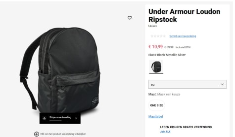 Under Armour Loudon Ripstock rugzak zwart voor €10,99 bij Foot Locker