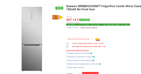 Frigorífico Combi WINIA WRN-BH2545-NPT INOX NO FROST