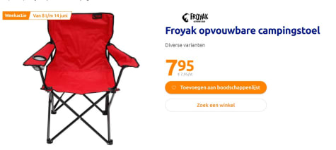 schouder Streven Compatibel met Froyak opvouwbare Campingstoel voor €7,95 bij de Action