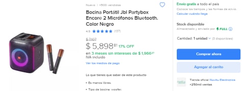 Bocina Bluetooth JBL PartyBox Encore Negro