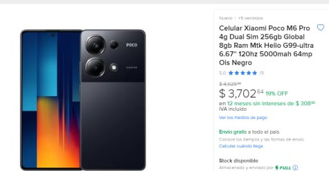 Celular Xiaomi Poco M6 pro 8gb ram 256gbNegro