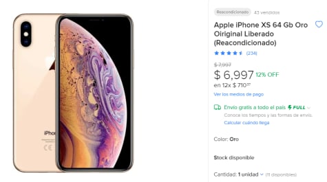 Iphone Xs Reacondicionado / 64 GB / Liberado en Oferta