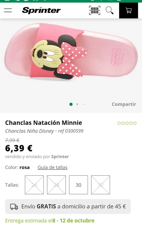 Chanclas para piscina Disney Minnie por 6 99