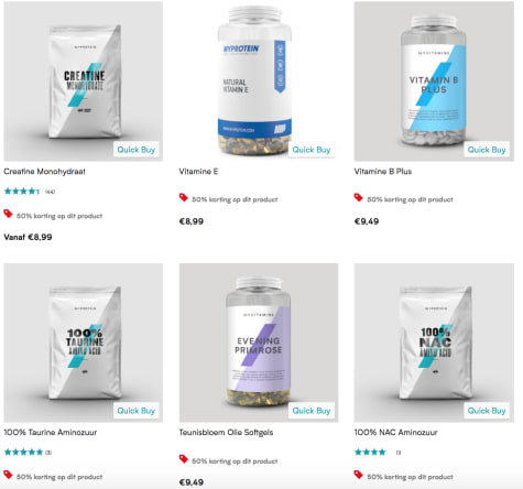 50% korting 160+ producten bij myprotein