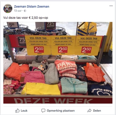  Zeeman actie alles in de tas voor 2 50