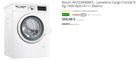 Bosch WUQ28468ES Lavadora Carga Frontal 8 Kg 359€ en ElectroNow
