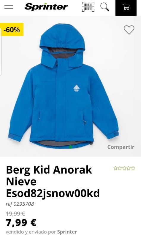 Haz lo mejor que pueda Efectivamente rizo Berg Kid Anorak Nieve Niño por 7,99€.