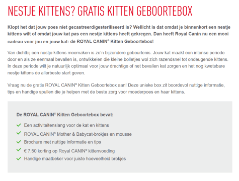 briefpapier Beweegt niet Bounty ROYAL CANIN® Kitten Geboortebox gratis
