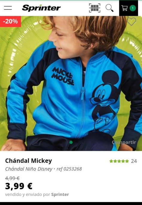 Garganta Cuna juego Chándal infantil Mickey azul por solo 3,99€