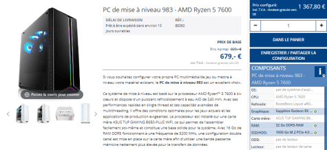 CSL Computer  PC de mise à niveau AMD Ryzen 7 - PC de mise à niveau