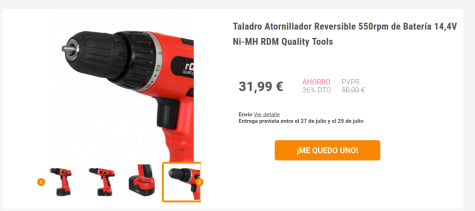Taladro Atornillador Reversible 550rpm de Batería 14,4V Ni-MH