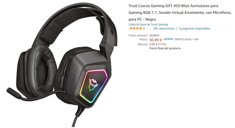 Trust Gxt 450 Blizz Rgb Auriculares Gaming 7 1 Por 30 99 En Amazon