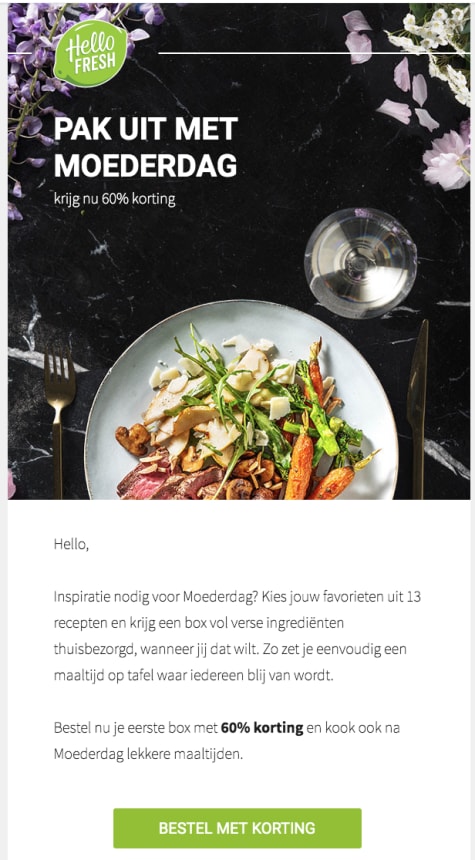 60% Korting op je Hello Fresh box door kortingscode Aanbiedingen