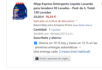 Wipp Express Pack de 4×30Lavados por 23,75€.