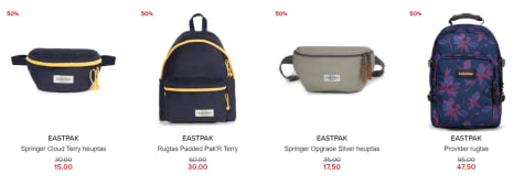 Diverse Eastpak tassen 50% korting Aanbiedingen