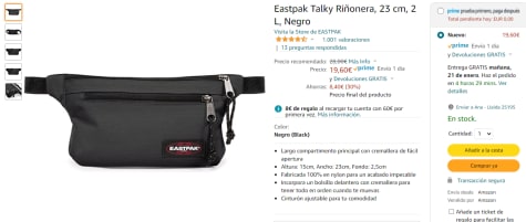 Eastpak Riñonera Talky 2L Negro