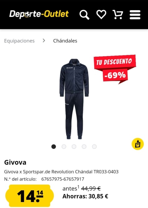 Givova SportSpar Chándal Hombre por 14,14€., chandal givova hombre 