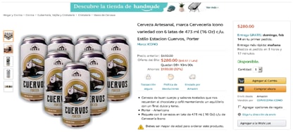 Cerveza Artesanal Estilo Estacion Cuervos por $280 en Amazon