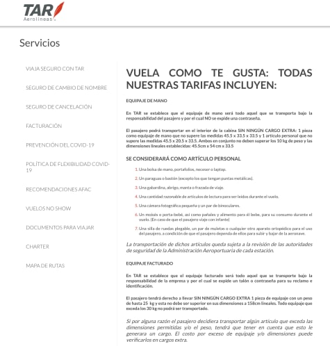 Viaja gratis con equipaje facturado con TAR Aerolíneas