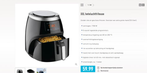 achter Duplicaat snijder XXL Heteluchtfriteuse 5.5 liter voor €59.99