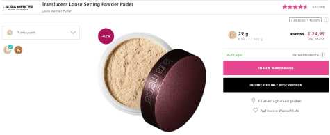 Laura Mercier Loose Setting Powder Translucent - losse poeder voor €24,99
