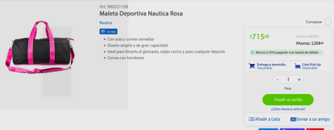 Maleta Deportiva Nautica Rosa por $715.08 en Sams