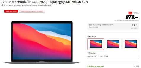 Afwijzen Rood Zonder twijfel Apple MacBook Air 2020 M1 voor €979 bij Media Markt