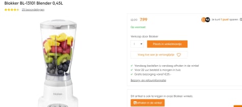middag halfrond Editie Blokker eigen merk blender voor €7,99