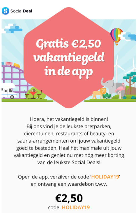 €2,50 Korting via de app door kortingscode bij Social Deal Aanbiedingen