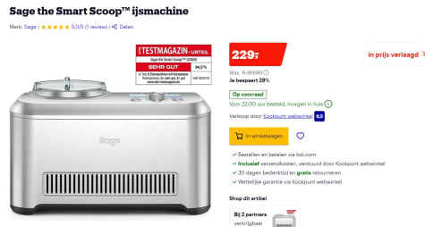 Regeneratie Ochtend Productiecentrum Sage the Smart Scoop™ ijsmachine voor €229 bij Bol.com