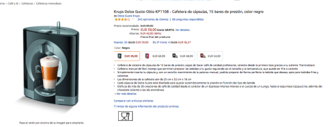 Oferta Prime: cafetera de cápsulas Krups Dolce Gusto Oblo por 39