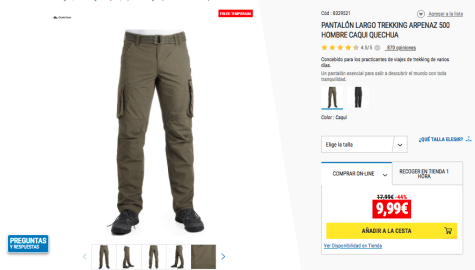 Pantalon ARPENAZ Caqui Qechua por 9,99€ en Decathlon