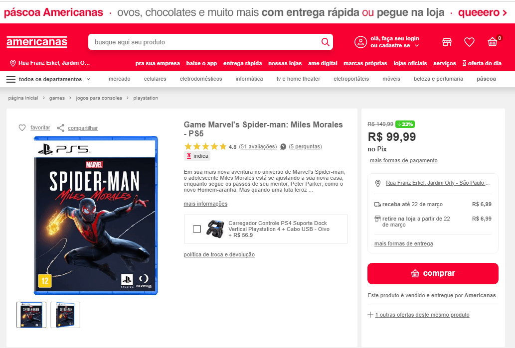 Game Marvel's Spider-man: Miles Morales - PS4 em Promoção na Americanas