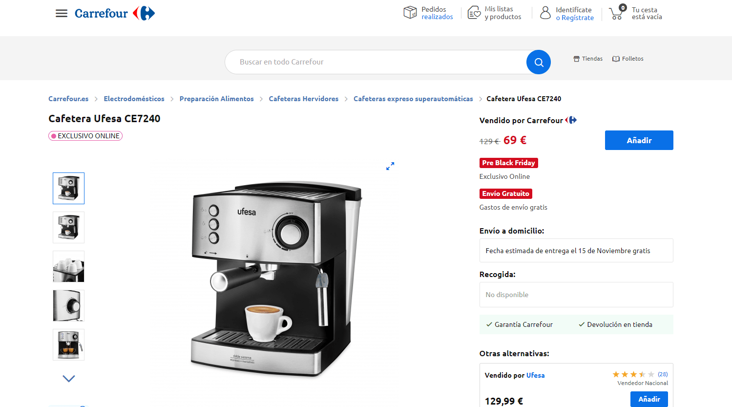 Cafetera Espresso Ufesa CE7240