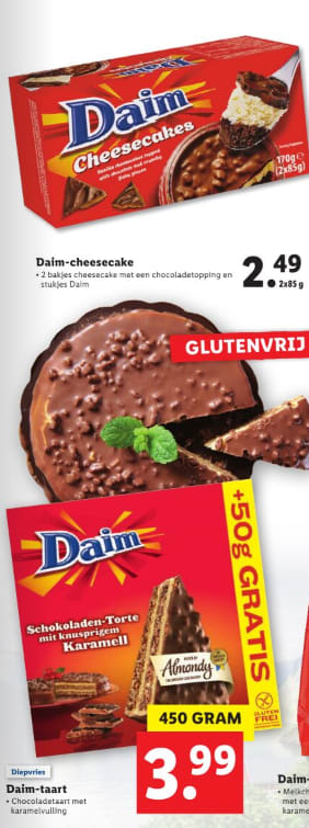 Daim Taart, en Daim Cheesecake vanaf €2,49 Aanbiedingen Enlarged image