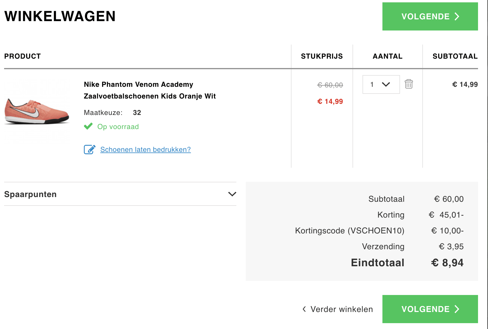 €10,- Korting op voetbalschoenen door kortingscode Aanbiedingen Enlarged image