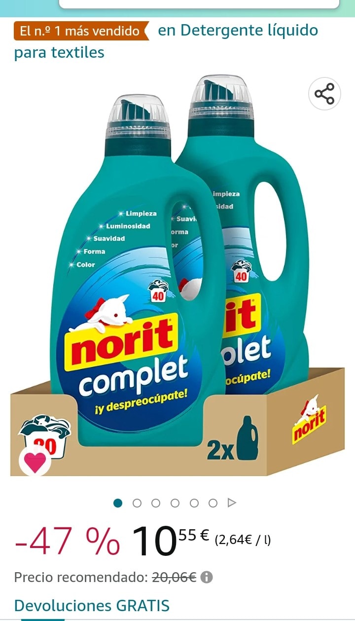 Chollo! Pack de 6 detergentes Norit especial pieles sensibles por sólo  25,92€ al tramitar