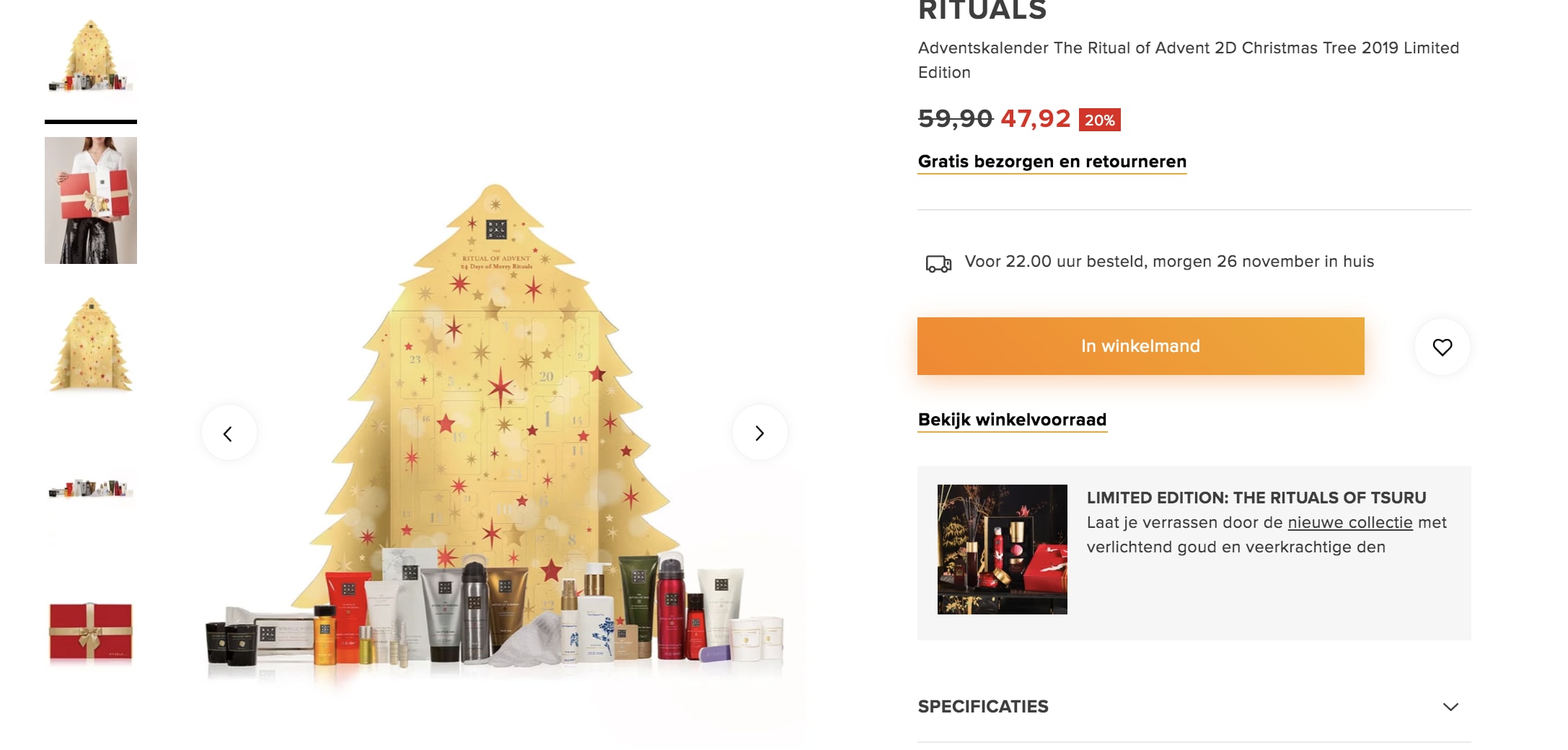 Rituals Adventskalender 2D Christmas Tree 2019 Limited Edition voor €47,92 Aanbiedingen Enlarged image