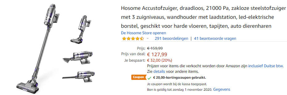 Hosome accustofzuiger voor €107,99 Aanbiedingen Enlarged image