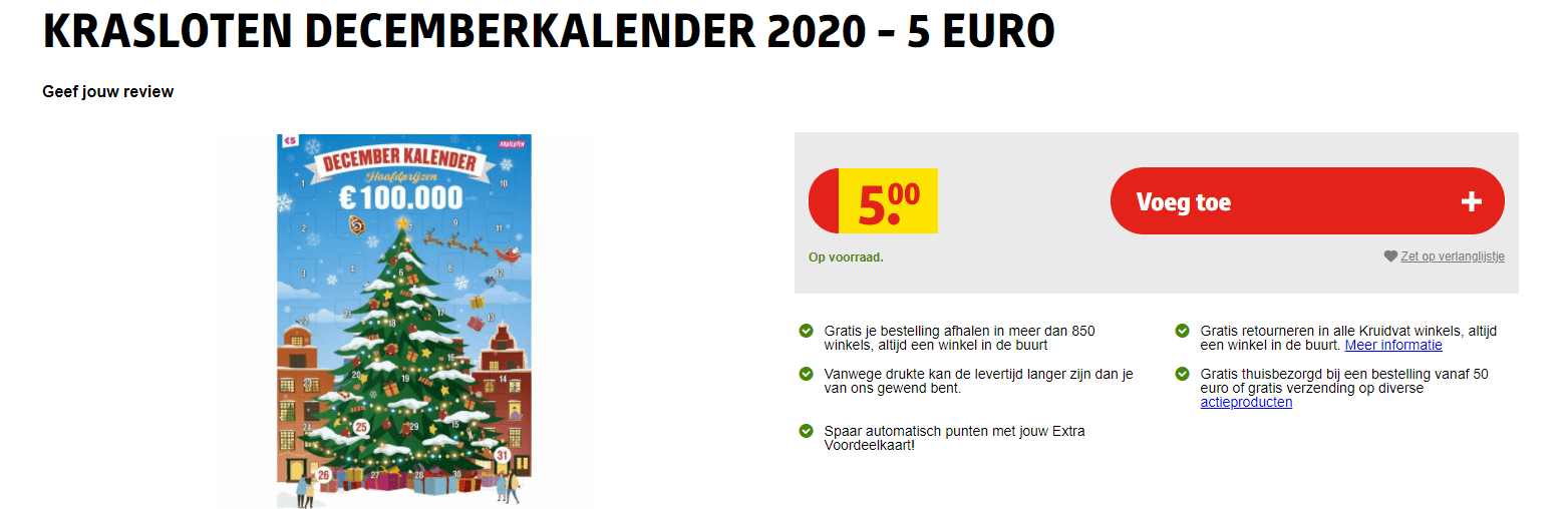 Krasloten Decemberkalender 2020 voor €4 Aanbiedingen Enlarged image