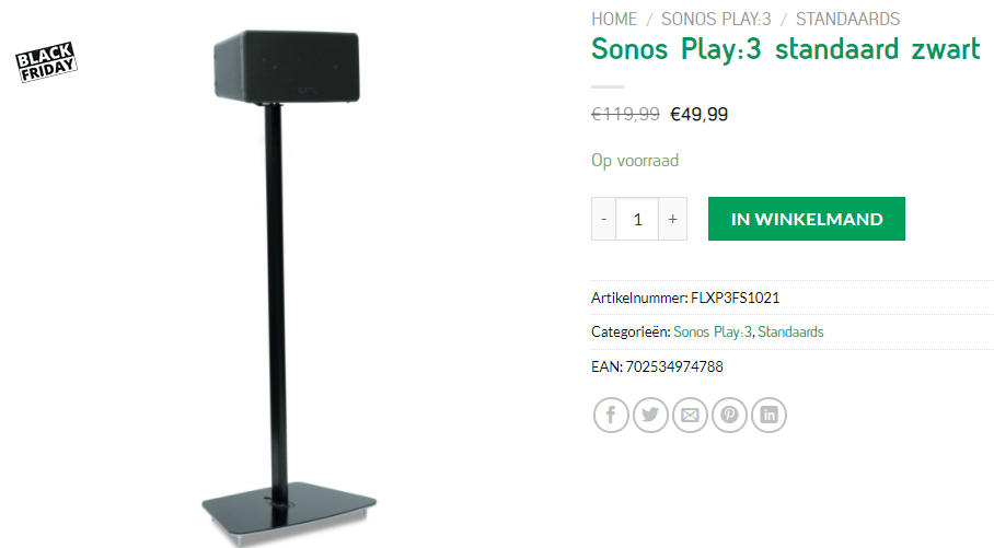 Sonos Play:3 Standaard Zwart voor €49,99 Aanbiedingen Enlarged image