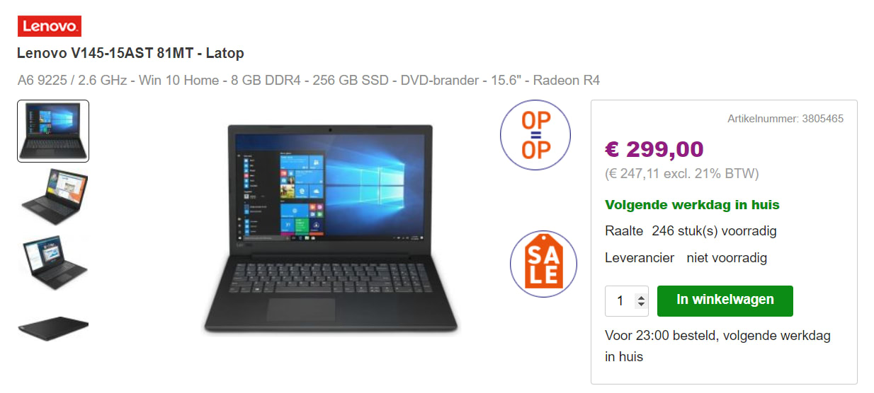 Lenovo V145 Laptop - Zwart voor €299 Aanbiedingen Enlarged image
