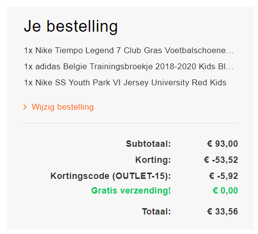 85% Korting + 15% Extra Korting door kortingscode bij Voetbalshop Aanbiedingen Enlarged image