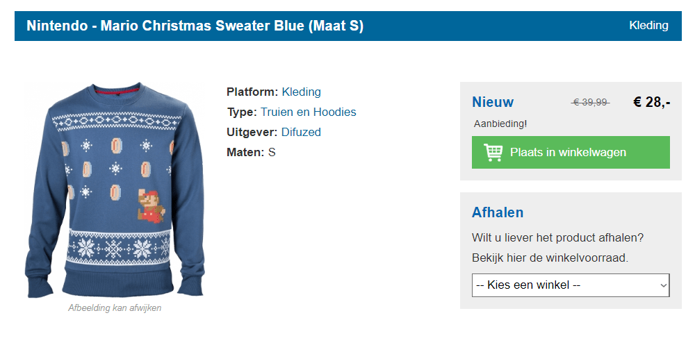 Nintendo - Mario Christmas Sweater Blue voor €28 Aanbiedingen Enlarged image